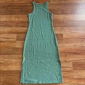 High neck ribbed midi dress